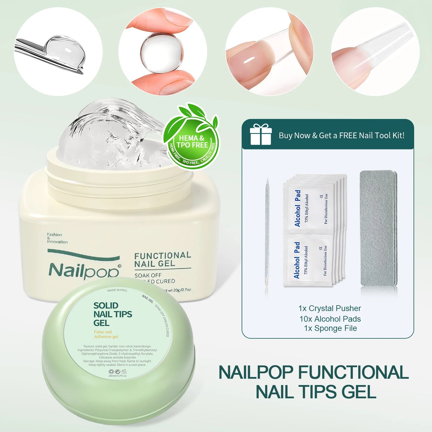Nailpop Gel Adhésif Solide Nail Art Anti-Bavures