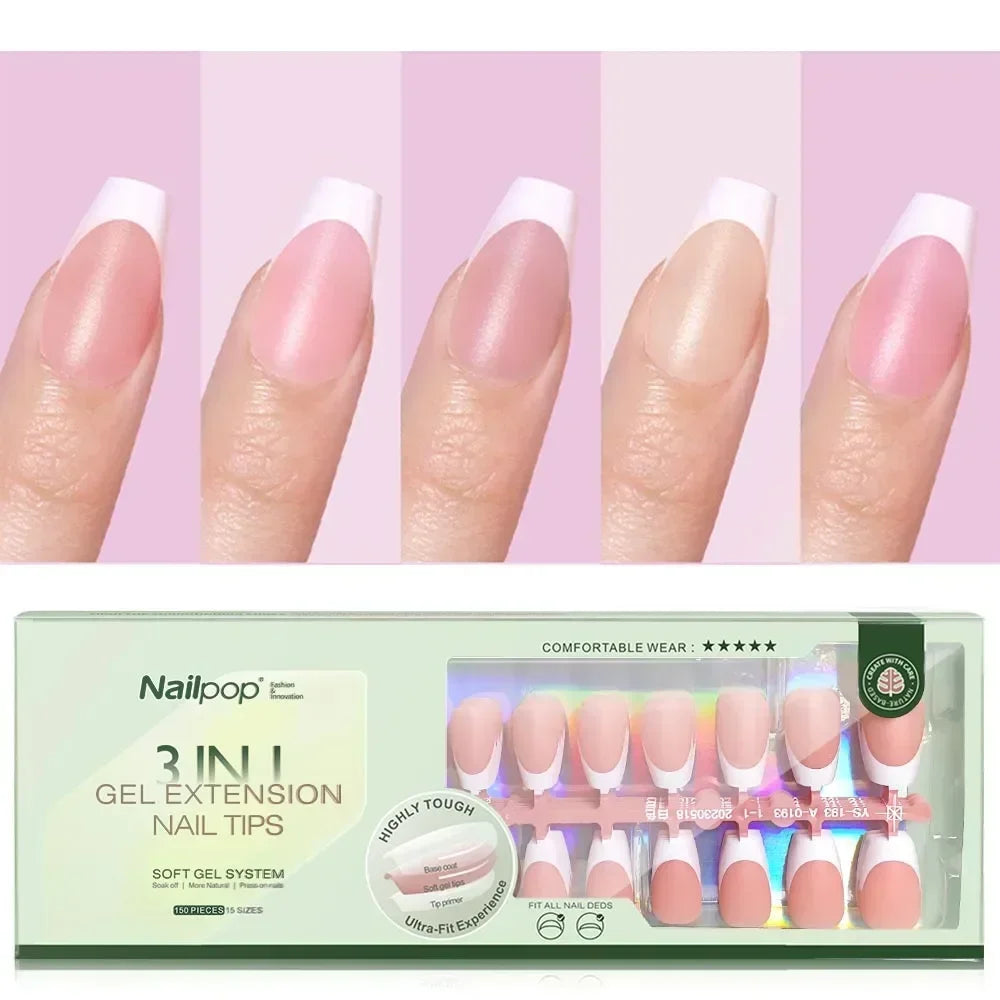 Ongles Press-On French Tip 3-en-1 Nude