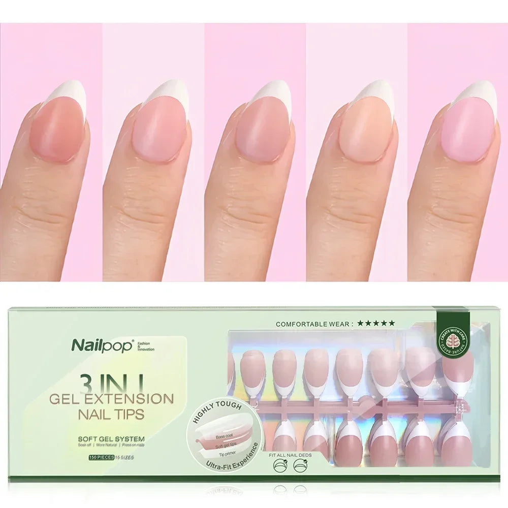 Ongles Press-On French Tip 3-en-1 Nude