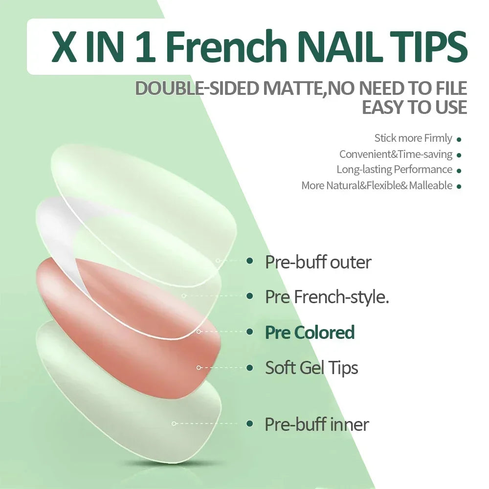 Ongles Press-On French Tip 3-en-1 Nude