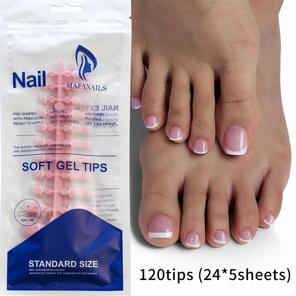 Ongles Press-On Pieds French Pédicure Rose