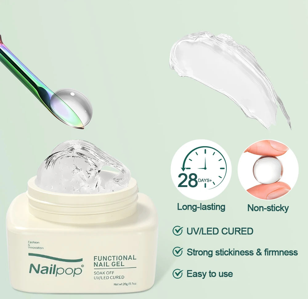 Nailpop Gel Adhésif Solide Nail Art Anti-Bavures